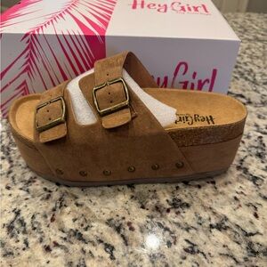 Size 7 platform suede sandals (new in box)
